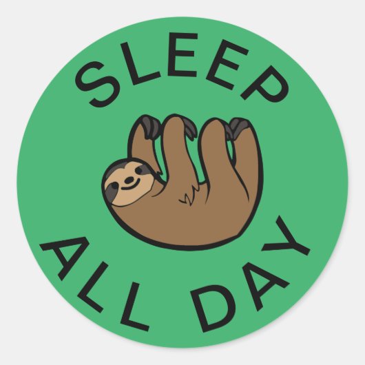 Sticker Rond Sloth Dormir toute la journée (Devant)