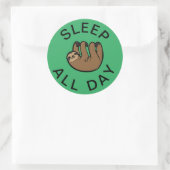 Sticker Rond Sloth Dormir toute la journée (Sac)