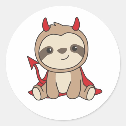 Sticker Rond Sloth Halloween Cute Devil Witch Costume classique (Devant)