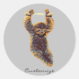 Sticker Rond Sloth Hanging Out Thunder_Cove
