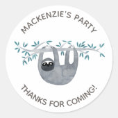 Sticker Rond Sloth Jungle Anniversaire Merci (Devant)