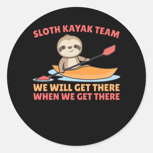 Sticker Rond Sloth Kayak Team Paddle Funny Slots (Devant)