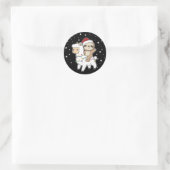 Sticker Rond Sloth Lama Noël Neige hiver Animaux Classique R (Sac)