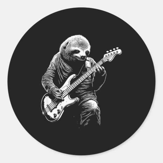 Sticker Rond Sloth Playing B Guitar Funny B Player Bist Sloth (Devant)