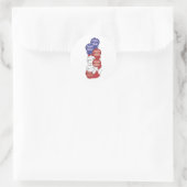 Sticker Rond Sloth Pour Le 4 Juillet Drapeau Américain (Sac)