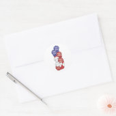 Sticker Rond Sloth Pour Le 4 Juillet Drapeau Américain (Enveloppe)