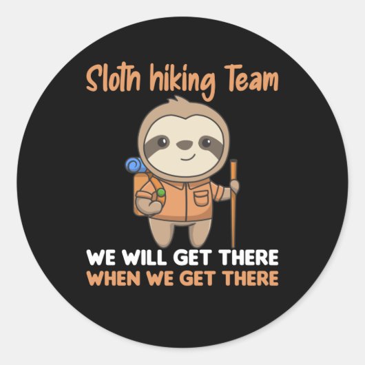 Sticker Rond Sloth Randonnée Team Fun Slots Randonnée (Devant)