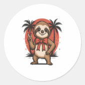 Sticker Rond Sloth Summer Beach Rocking (Devant)