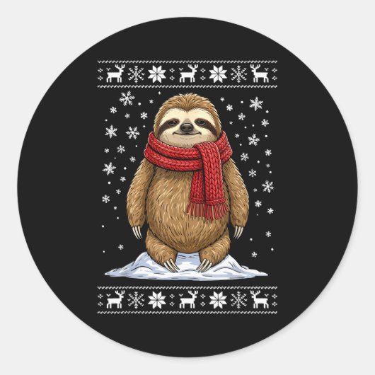 Sticker Rond Sloth Ugly Christmas (Devant)