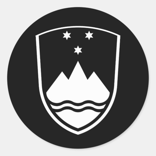 Sticker Rond Slovenia coat of arms, simple, black and white (Devant)
