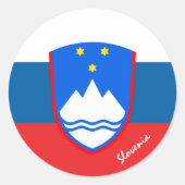 Sticker Rond Slovénie & patriotes du drapeau slovène, vacances (Devant)