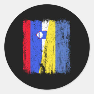 Sticker Rond Slovénie Ukraine Demi Drapeau Slovène Ukrainien Hé
