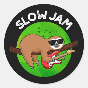 Sticker Rond Slow Jam Funny Musique Animal Pun Dark BG