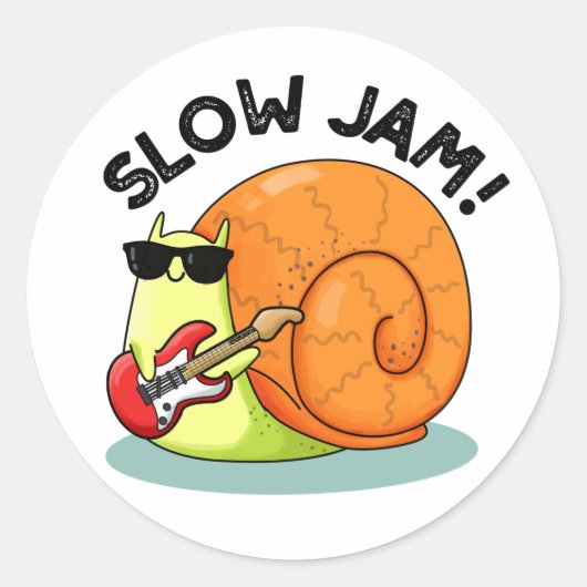 Sticker Rond Slow Jam Funny Musique Snail Pun (Devant)