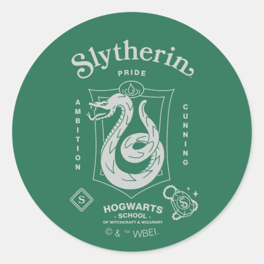Sticker Rond SLYTHERIN™ Pride Ambition Cunning Crest (Devant)