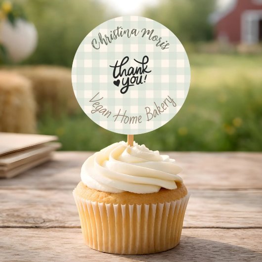 Sticker Rond Small Vegan Home Bakery Thank You Pattern