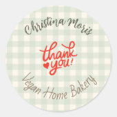Sticker Rond Small Vegan Home Bakery Thank You Pattern (Devant)