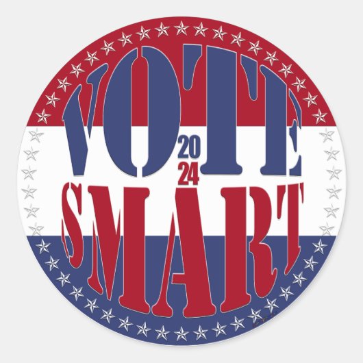 Sticker Rond SMART 1 2024 Rouge et Bleu (Devant)