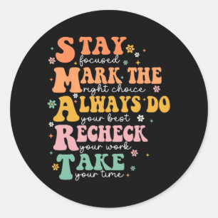 Sticker Rond Smart Test Day Squad Funny Student Teacher Test Te
