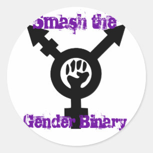 Sticker Rond Smash l'autocollant transféministe de Binary Genre