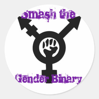 Sticker Rond Smash l'autocollant transféministe de Binary Genre