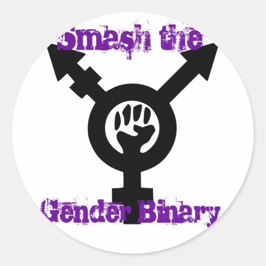 Sticker Rond Smash l'autocollant transféministe de Binary Genre (Devant)