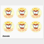 Sticker Rond Smile and the World Smile with You (Feuille)