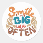 Sticker Rond Smile Big Laugh Souvent : Joyeux (Devant)