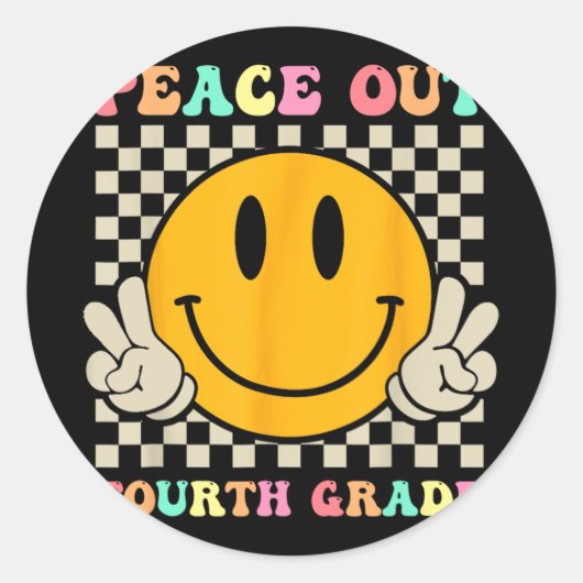 Sticker Rond Smile Face Peace Out 4ème Grade Cl De 2023 (Devant)