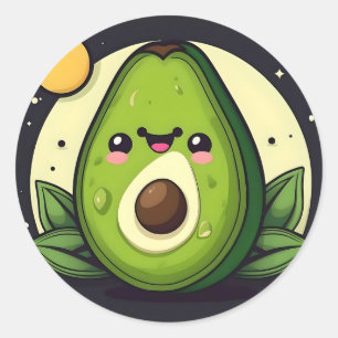 Sticker Rond Smile Green Avocado