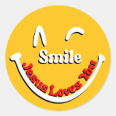 Sticker Rond Smile, I love you Jesus (Devant)