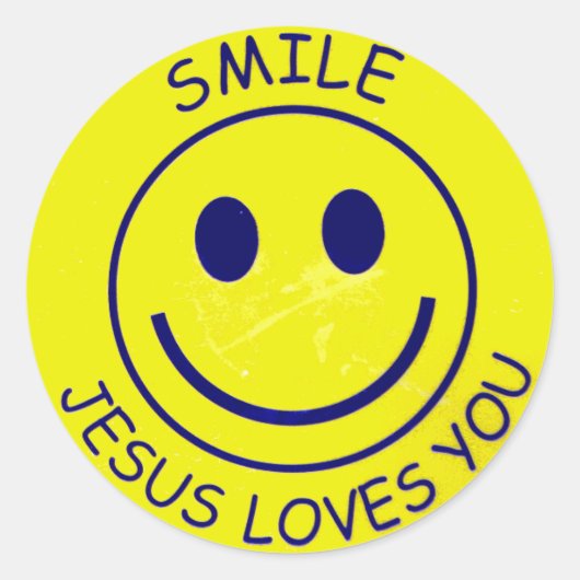 Sticker Rond Smile Jesus Loves You (Devant)
