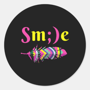 Sticker Rond Smile Semicolon Suicide