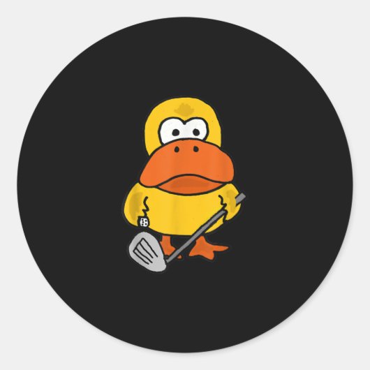 Sticker Rond Smiletodays Funny Duck Jouer au golf (Devant)