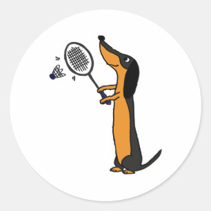 Sticker Rond Smiletodaytees Funny Dachshund Chien Jouant Badmin