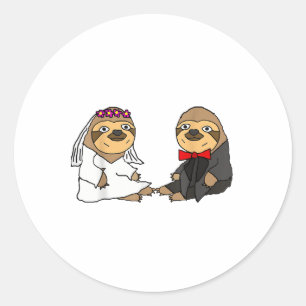Sticker Rond Smiletodaytees Funny Sloth Mariée Et Mariage De Ch