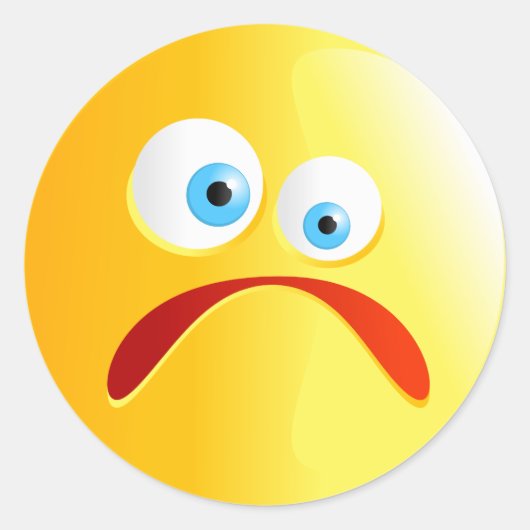 Sticker Rond Smilie jaune triste (Devant)