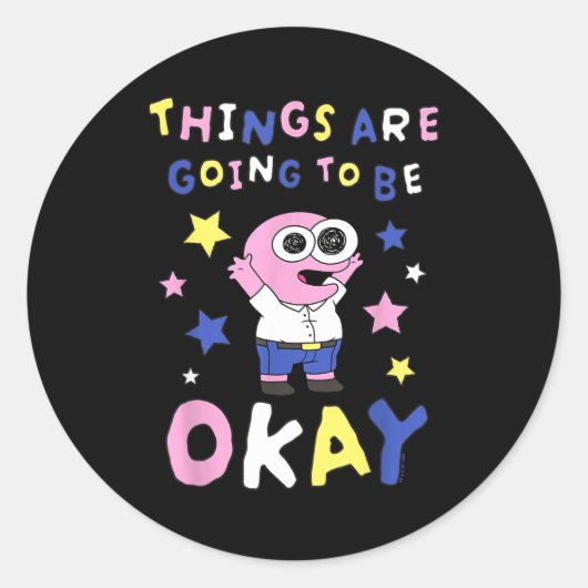 Sticker Rond Smiling Friends Things Are Going To Be Okay M Cart (Devant)