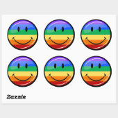 Sticker Rond Smiling Gay LGBT Pride Arc-en-ciel drapeau (Feuille)
