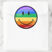 Sticker Rond Smiling Gay LGBT Pride Arc-en-ciel drapeau (Sac)