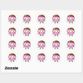 Sticker Rond Smiling Sprinkle Donut Character Art (Feuille)