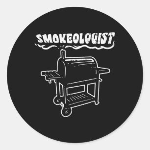 Sticker Rond Smokeologist Funny Bbq Rbecue Grill Pitdad Hommes