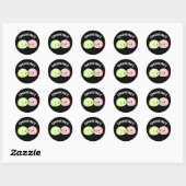Sticker Rond Smoochies Drôle Baiser Mochi Pun Dark BG (Feuille)