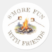 Sticker Rond Smore Fun Cute Camping Anniversaire de enfant (Devant)