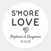 Sticker Rond S'more Love Heart Black White Rustic Mariage (Devant)