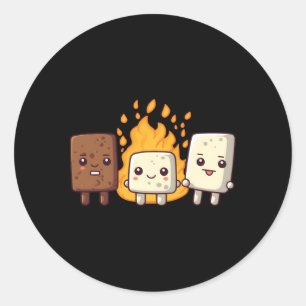 Sticker Rond S'More Marshmallow Smores Camper Camg Kawaii
