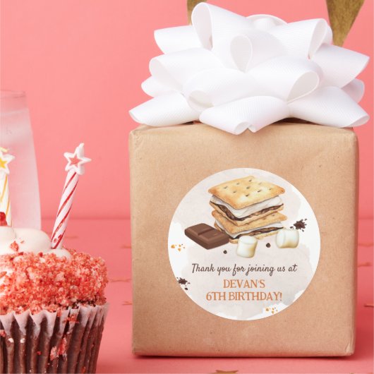 Sticker Rond S'mores fête d'anniversaire (Fête)