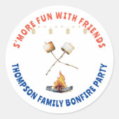 Sticker Rond S'mores Fun Bonfire Jardin Cookout Friendsgiving (Devant)