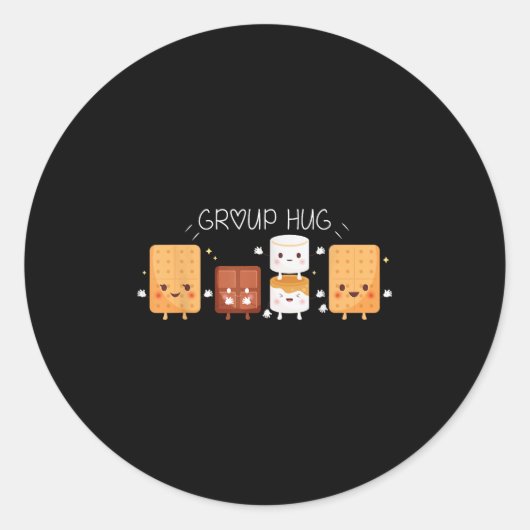 Sticker Rond Smores Group Hug Shirt Camping Campfire Marshmallo (Devant)