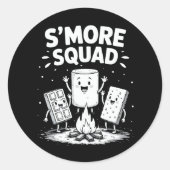 Sticker Rond S'mores Squad Camping Campfire Cute Marshmallow (Devant)